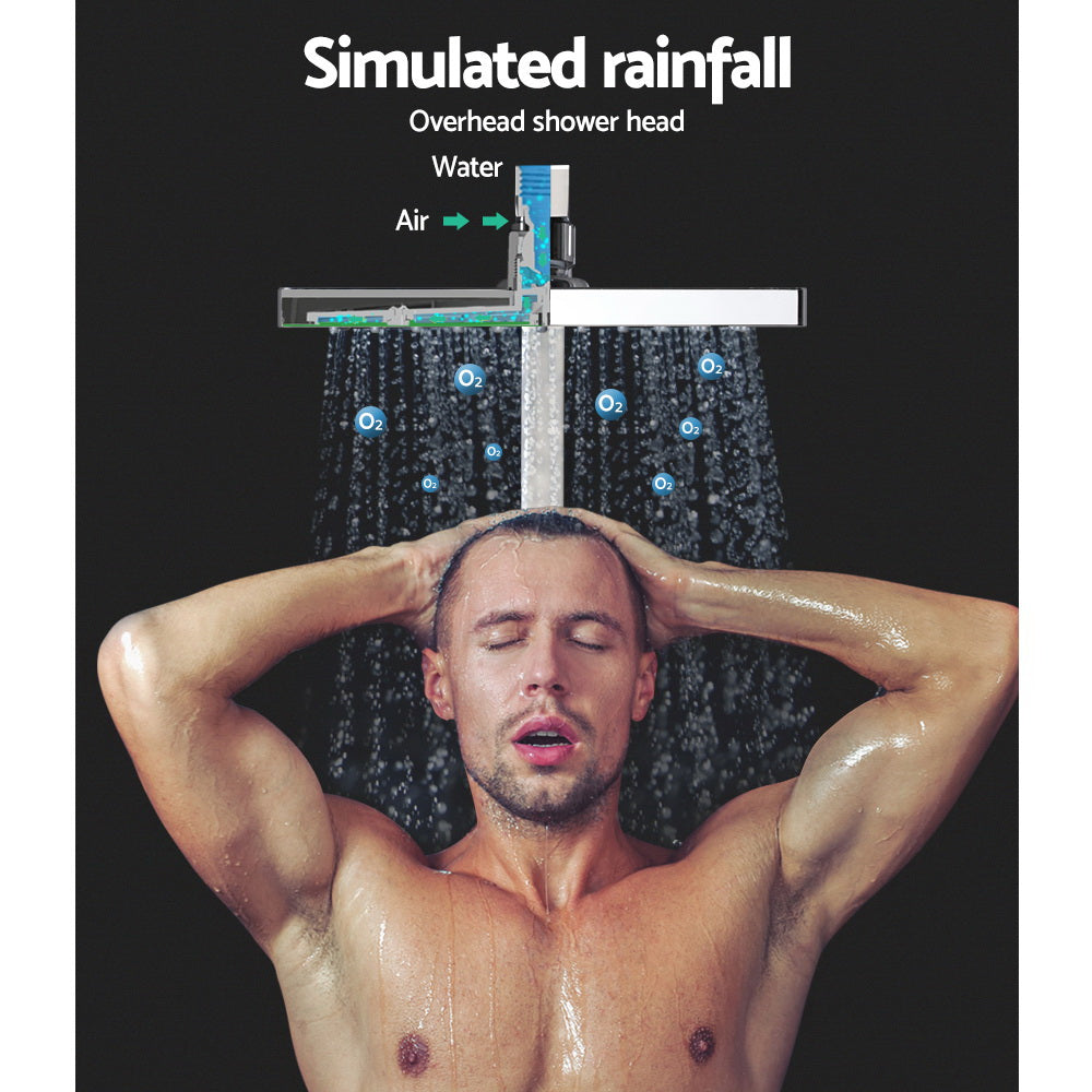 Cefito WELS 8'' Rain Shower Head Set Square Handheld High Pressure Wall Chrome