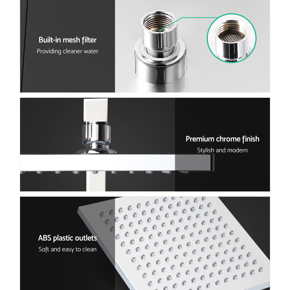 Cefito WELS 8'' Rain Shower Head Set Square Handheld High Pressure Wall Chrome