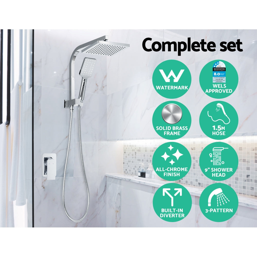 Cefito WELS 8'' Rain Shower Head Mixer Square Handheld High Pressure Wall Chrome