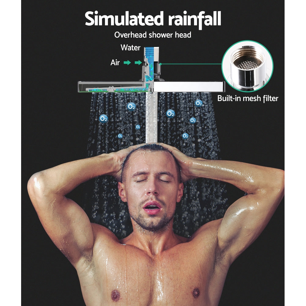 Cefito WELS 8'' Rain Shower Head Mixer Square Handheld High Pressure Wall Chrome
