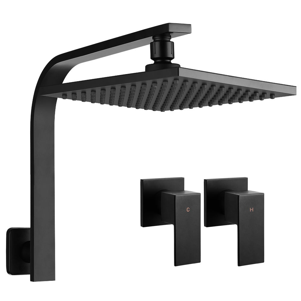 WELS 8" Rain Shower Head Set Gooseneck Square Taps Hand Held High Pressure DIY