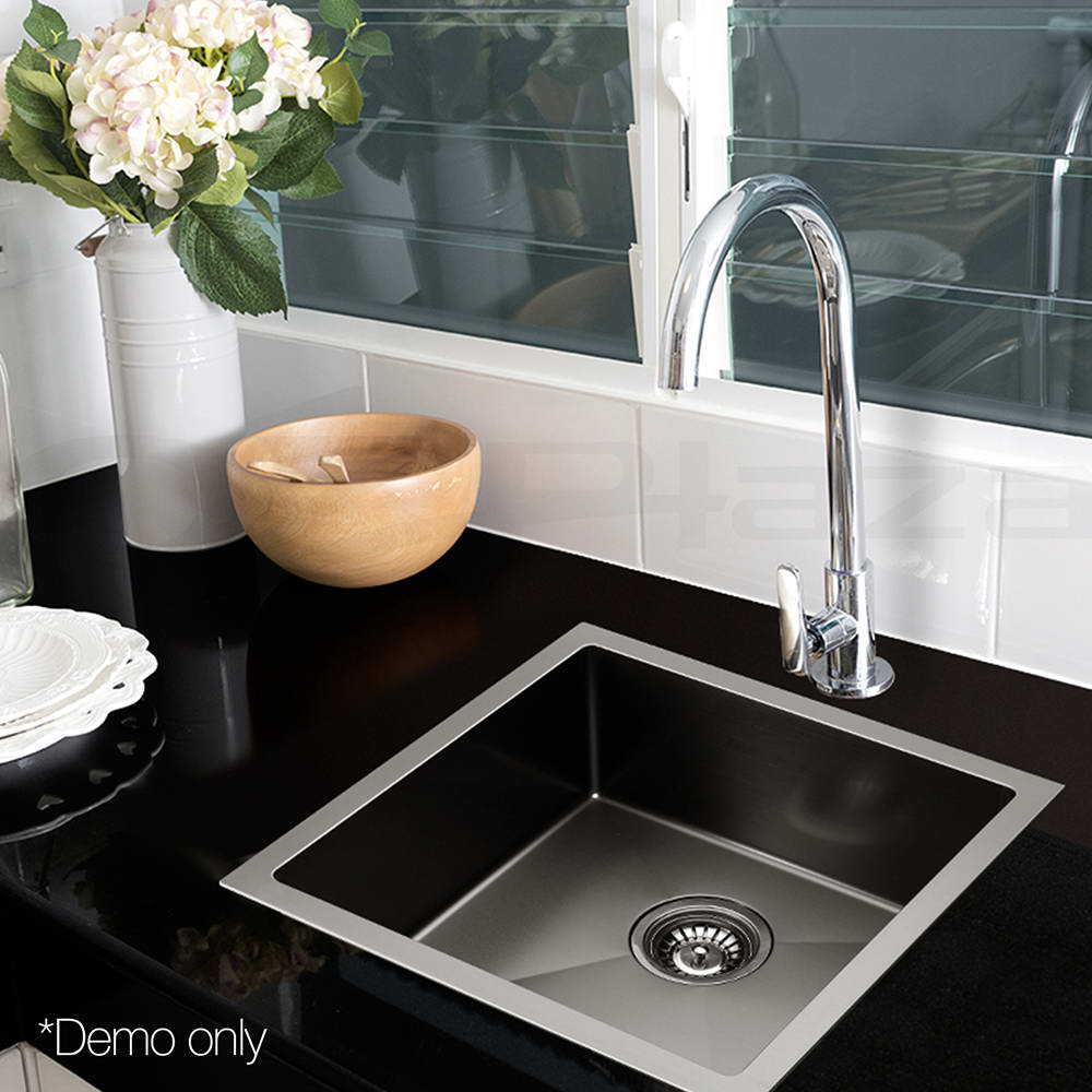 Cefito 44cm x 44cm Stainless Steel Kitchen Sink Under/Top/Flush Mount Black