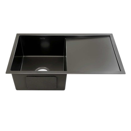 Cefito Stainless Steel Kitchen Sink 750X450MM Under/Topmount Sinks Laundry Bowl Black