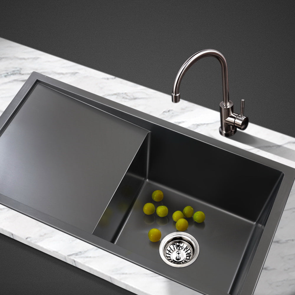Cefito Stainless Steel Kitchen Sink 750X450MM Under/Topmount Sinks Laundry Bowl Black