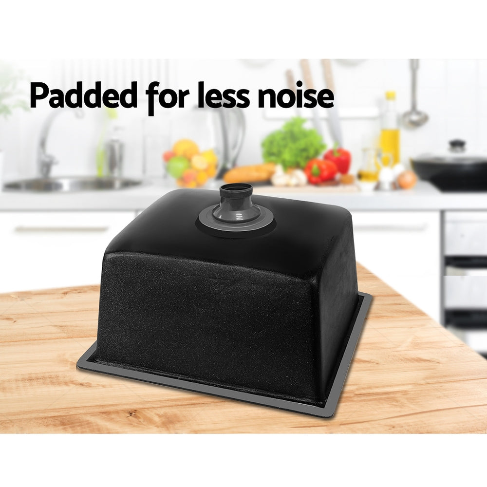 Cefito Stone Kitchen Sink 450X450MM Granite Under/Topmount Basin Bowl Laundry Black