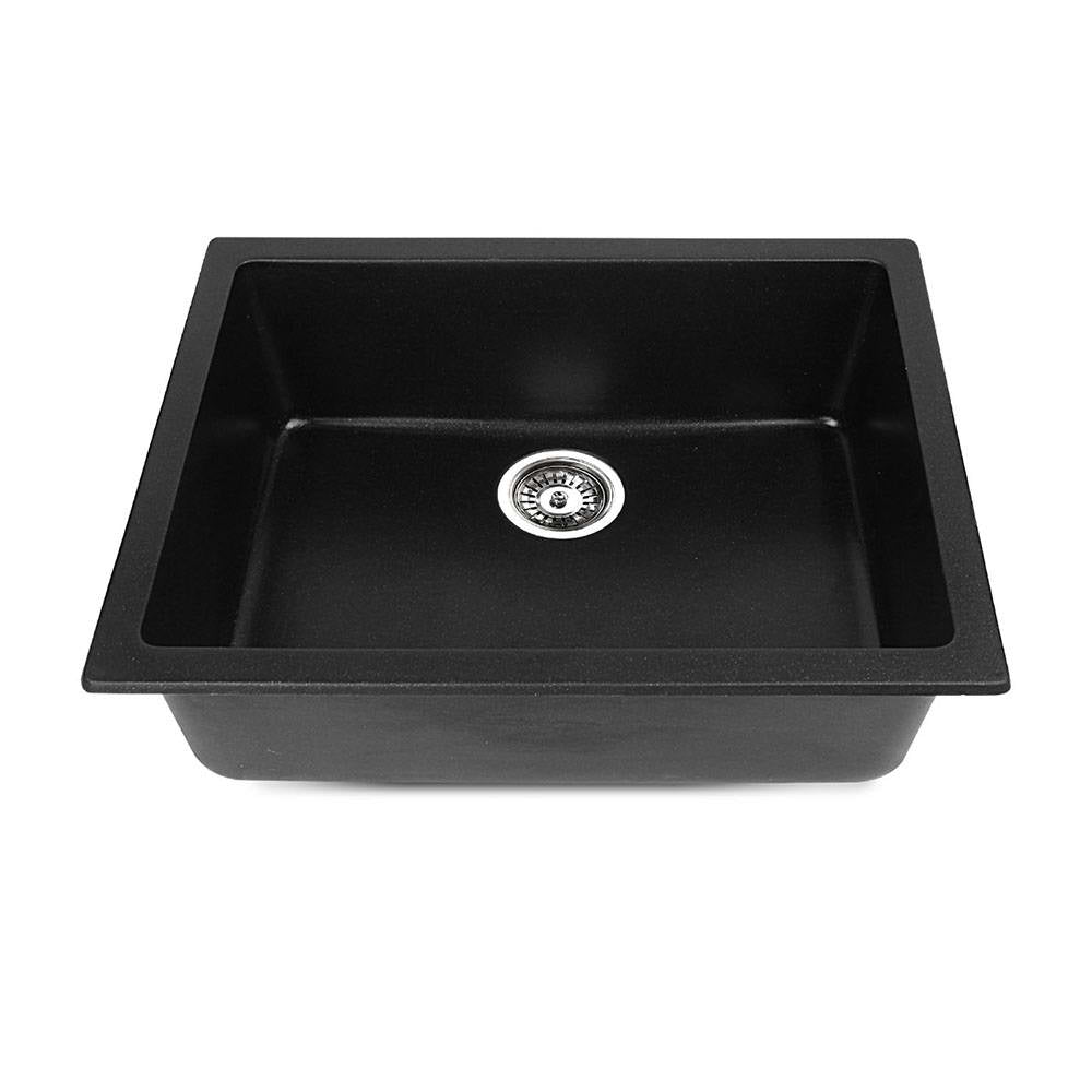 Cefito Stone Kitchen Sink 610X470MM Granite Under/Topmount Basin Bowl Laundry Black