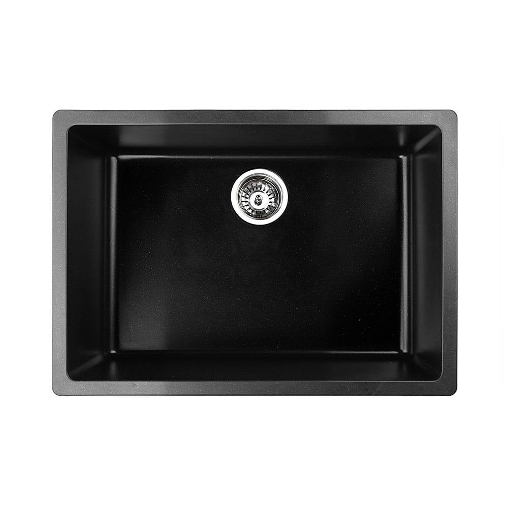 Cefito Stone Kitchen Sink 610X470MM Granite Under/Topmount Basin Bowl Laundry Black