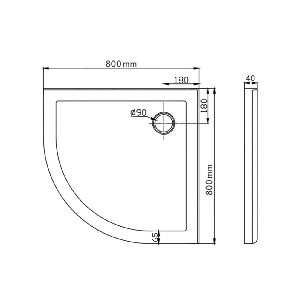 Cefito Shower Base Over Tray Acrylic ABS Curved 800x800mm White