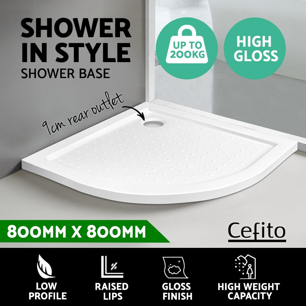 Cefito Shower Base Over Tray Acrylic ABS Curved 800x800mm White