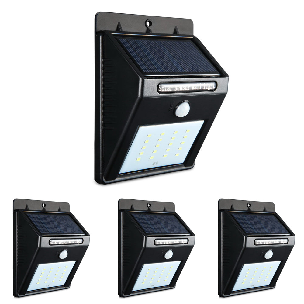 4X 20 LED Solar Powered Wall Motion Sensor Light Outdoor Garden Security Lamp