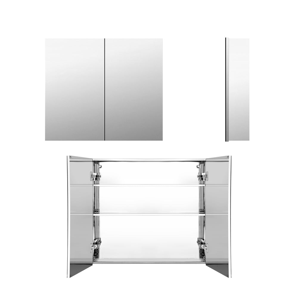 Cefito Stainless Steel Bathroom Mirror Cabinet Vanity Shaving Medicine Storage 600x720mm Silver