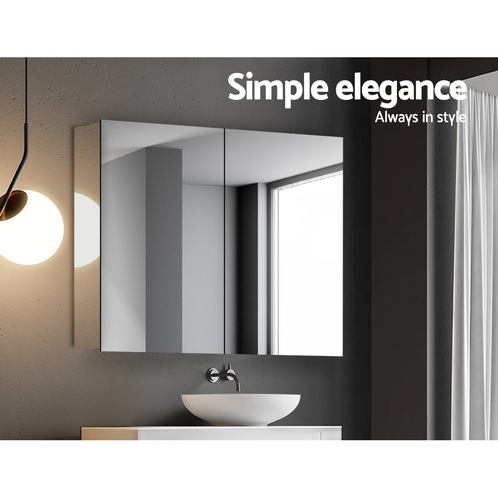 Cefito Stainless Steel Bathroom Mirror Cabinet Vanity Shaving Medicine Storage 600x720mm Silver