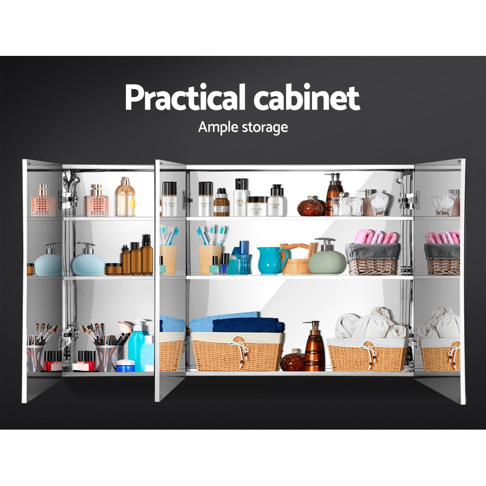 Cefito Stainless Steel Bathroom Mirror Cabinet Vanity Shaving Medicine Storage 900x720mm Silver