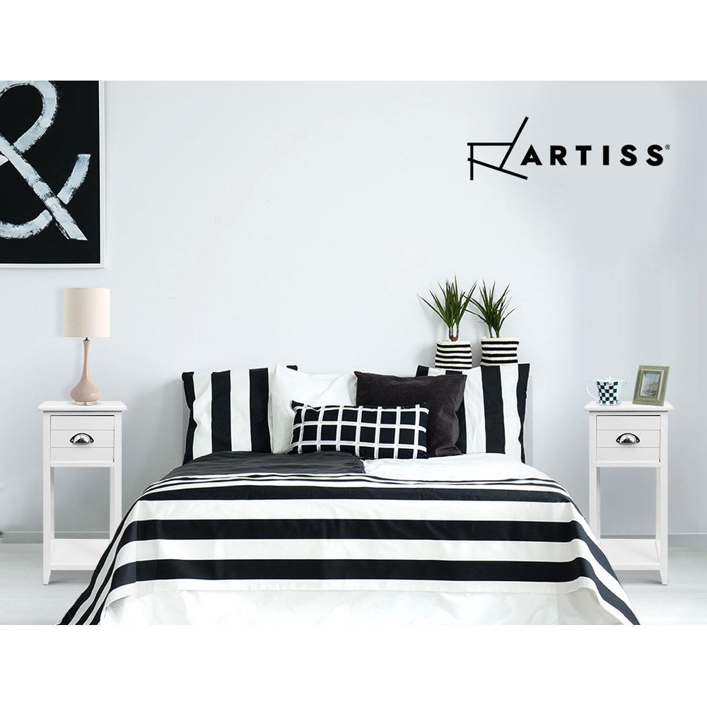 Artiss Bedside Table Nightstand Drawer Storage Cabinet Lamp Side Shelf White