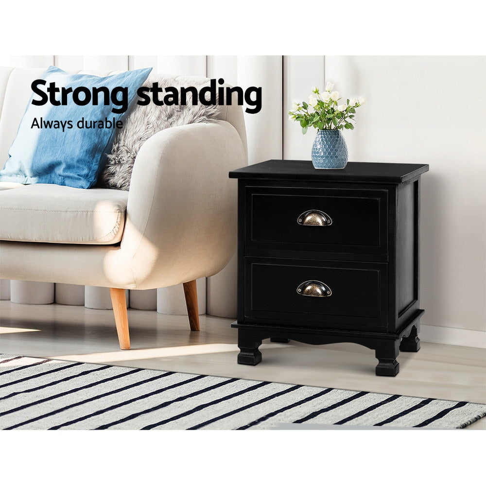 2x Artiss Bedside Tables Drawers Side Table Nightstand Storage Cabinet Vintage