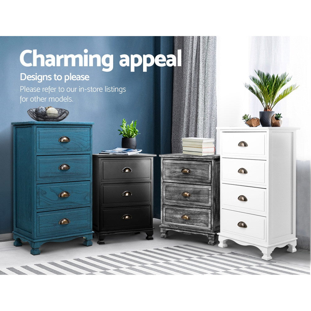 2x Artiss Bedside Tables Drawers Side Table Nightstand Vintage Storage Cabinet