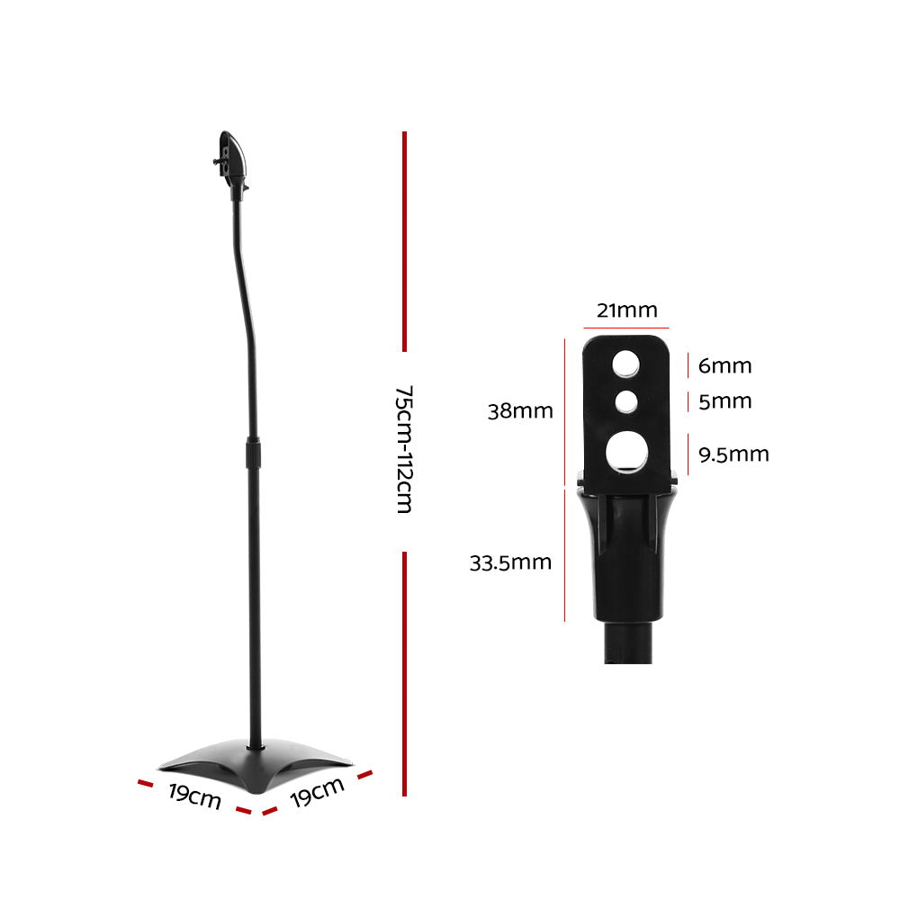 Set of 2 112CM Surround Sound Speaker Stand - Black