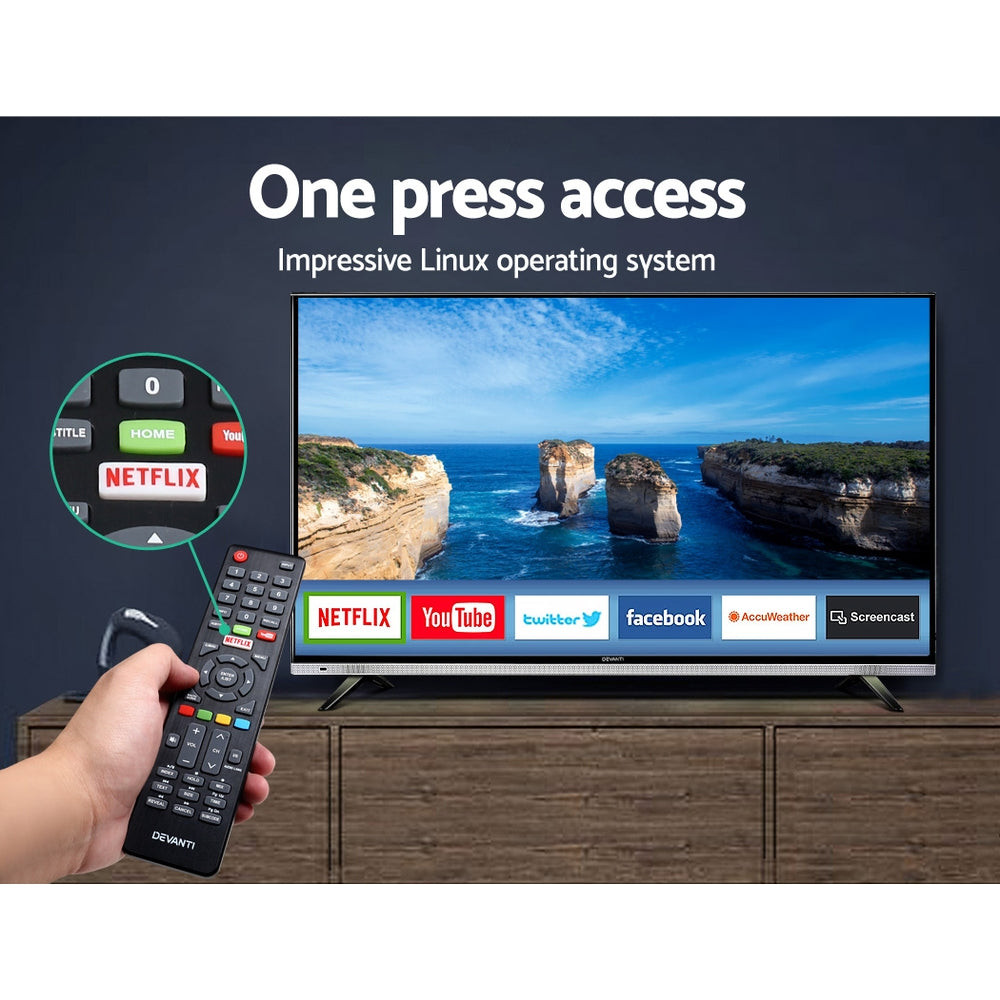NEW DEVANTI 32" Inch Smart LED TV HD LCD Slim Thin Screen Netflix Black 16:9