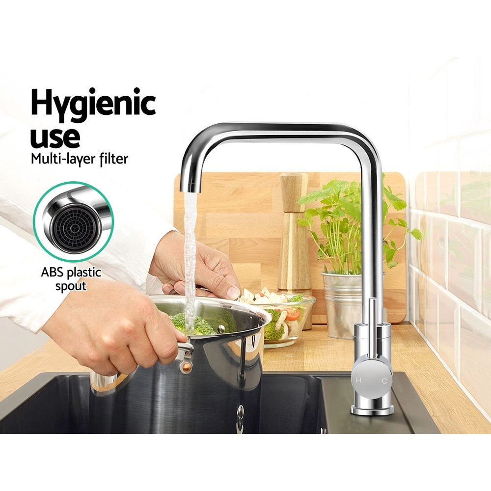 Cefito Mixer Kitchen Faucet Tap Swivel Spout WELS Silver