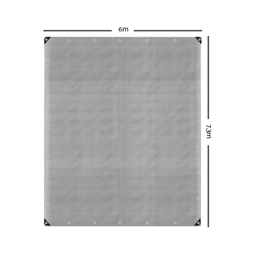 Instahut 6x7.3m Tarp Camping Tarps Poly Tarpaulin Heavy Duty Cover 180gsm Silver