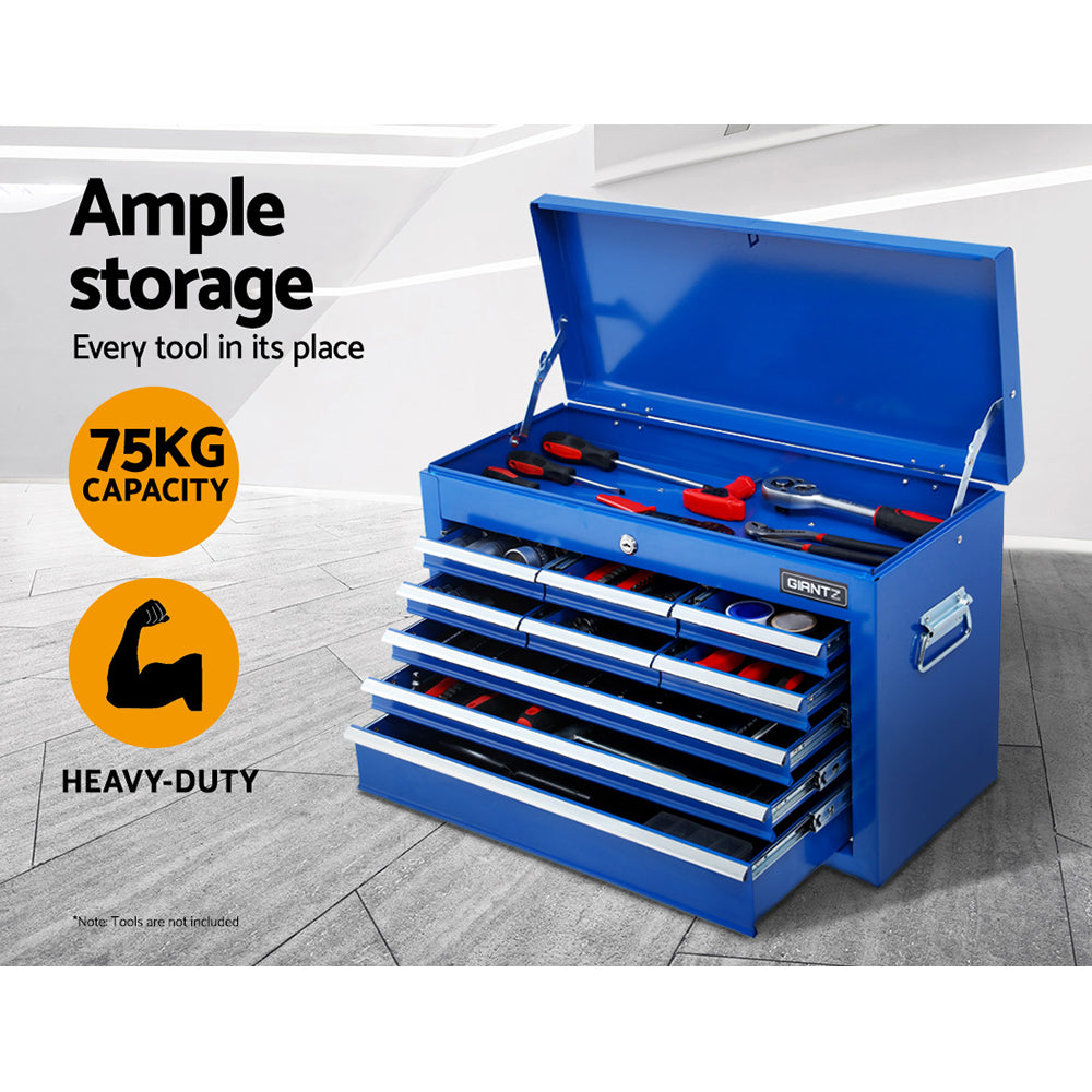 Giantz 15 Drawers Tool Box Chest Trolley Cabinet Garage Storage Boxes Organizer Blue
