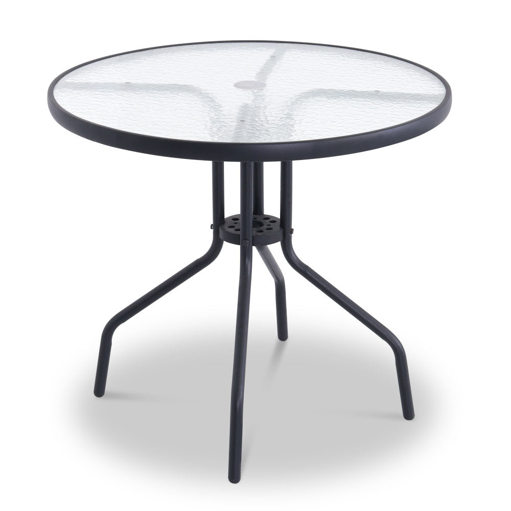 Gardeon 6 Piece Round Outdoor Dining Set - Black