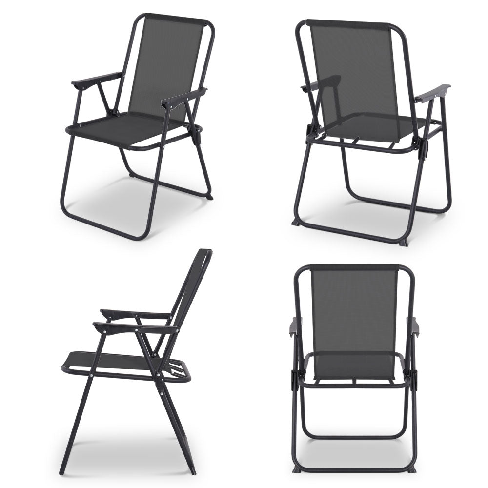 Gardeon 6 Piece Round Outdoor Dining Set - Black