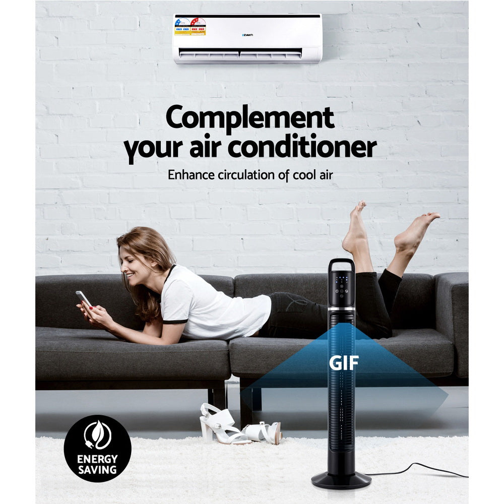 80cm 32 Tower Fan Bladeless Fans Oscillating W/Remote Timer Black