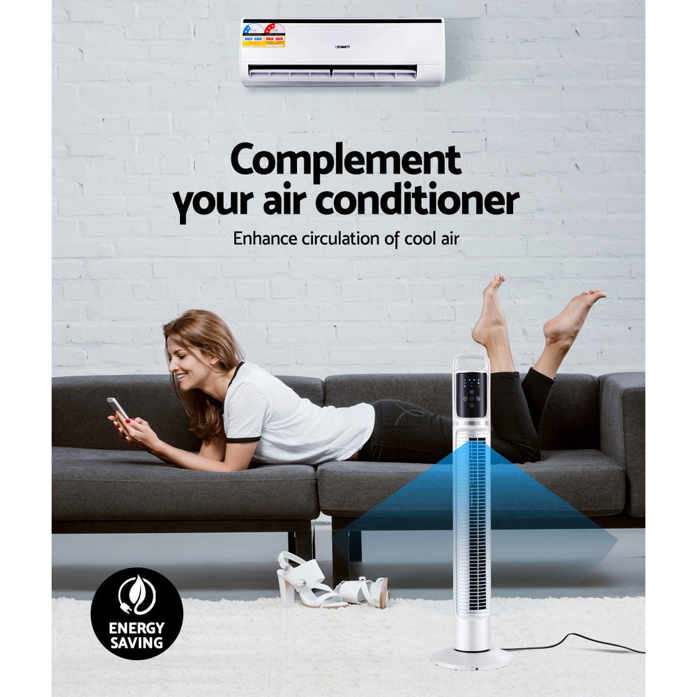 80cm 32 Tower Fan Bladeless Fans Oscillating W/Remote Timer White