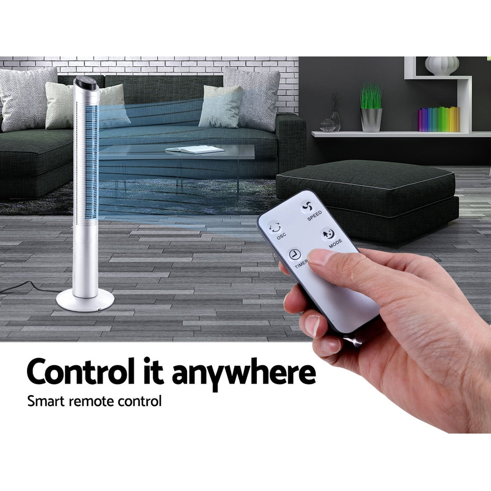 122cm 48 Tower Fan Bladeless Fans Oscillating W/Remote Timer White