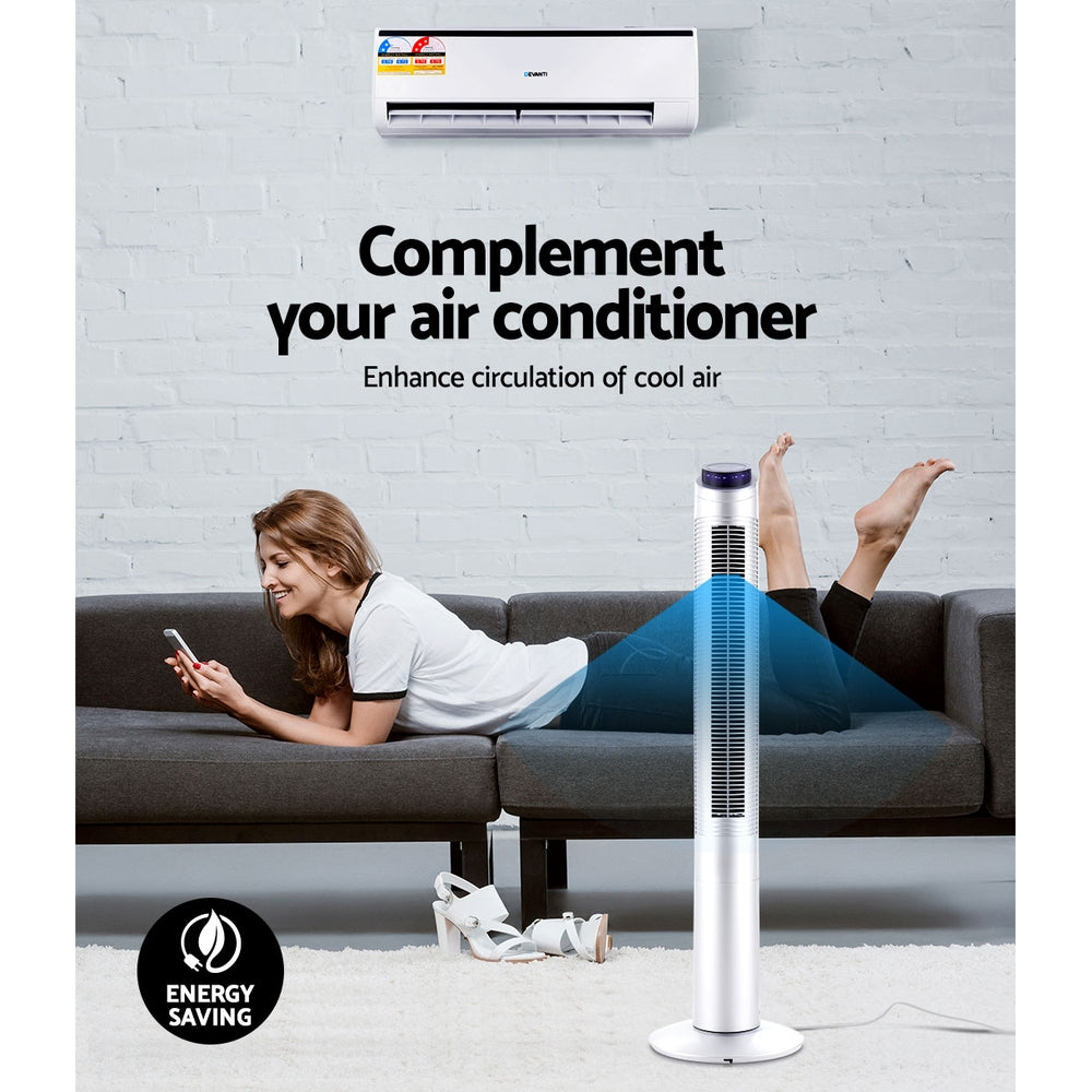 122cm 48 Tower Fan Bladeless Fans Oscillating W/Remote Timer White