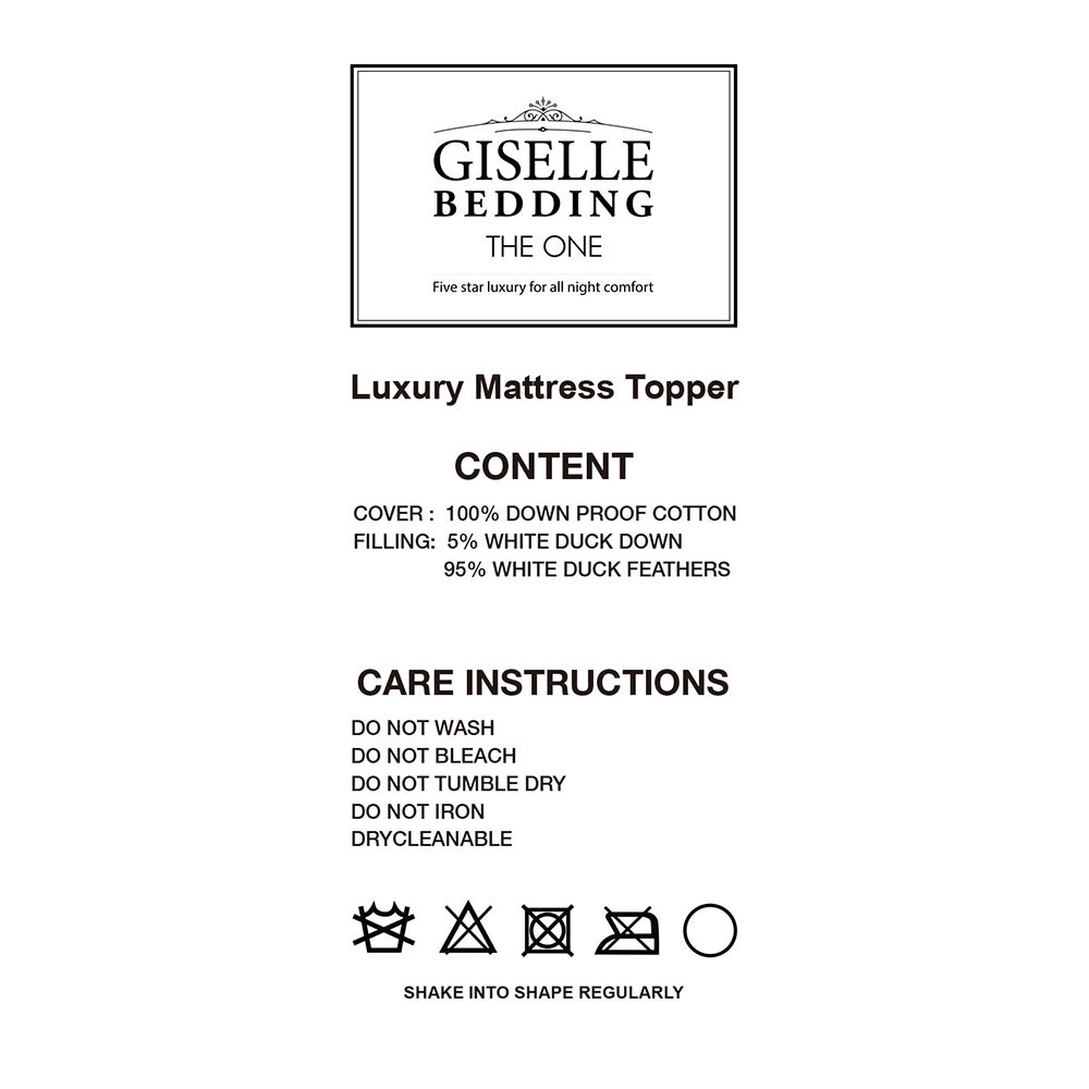 Giselle Bedding Queen Size Duck Feather Down Mattress Topper