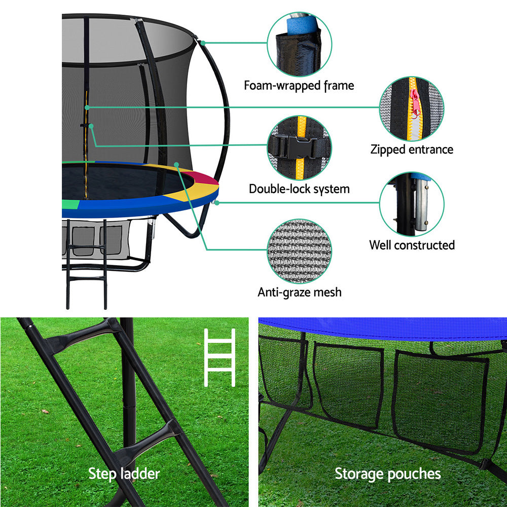Everfit 8FT Trampoline Round - Rainbow