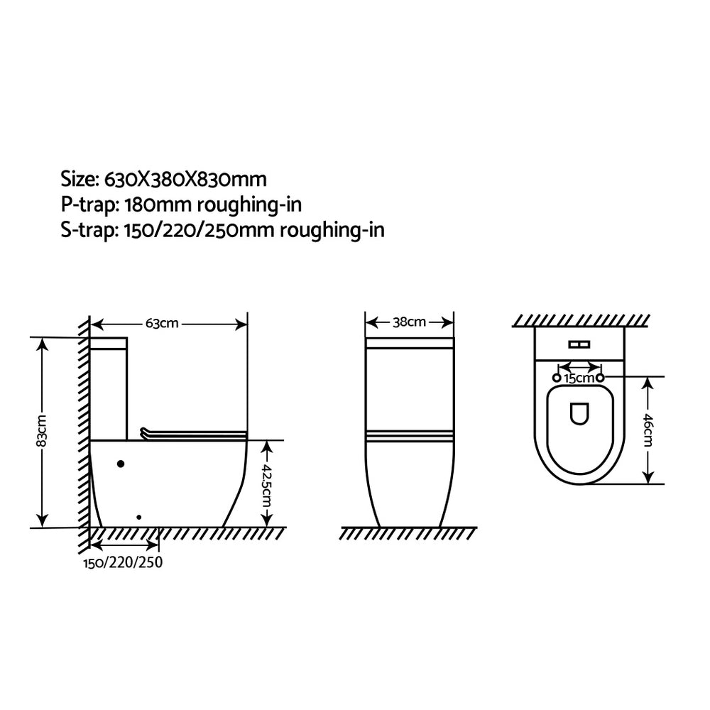 Cefito Toilet Suite Rimless Flush Back to Wall Soft Close Seat Wels White