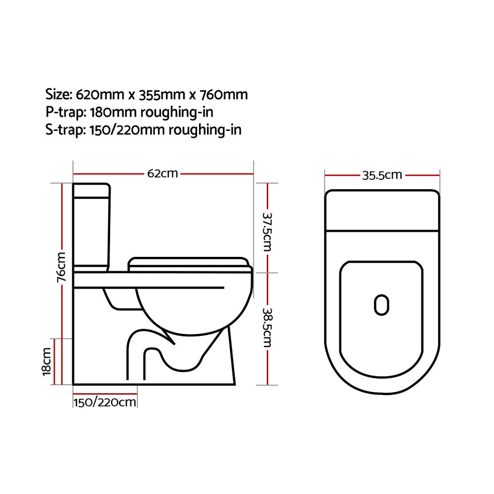 Cefito Back to Wall Toilet Suite Rimless Flush Soft Close P S Trap Ceramic WELS White