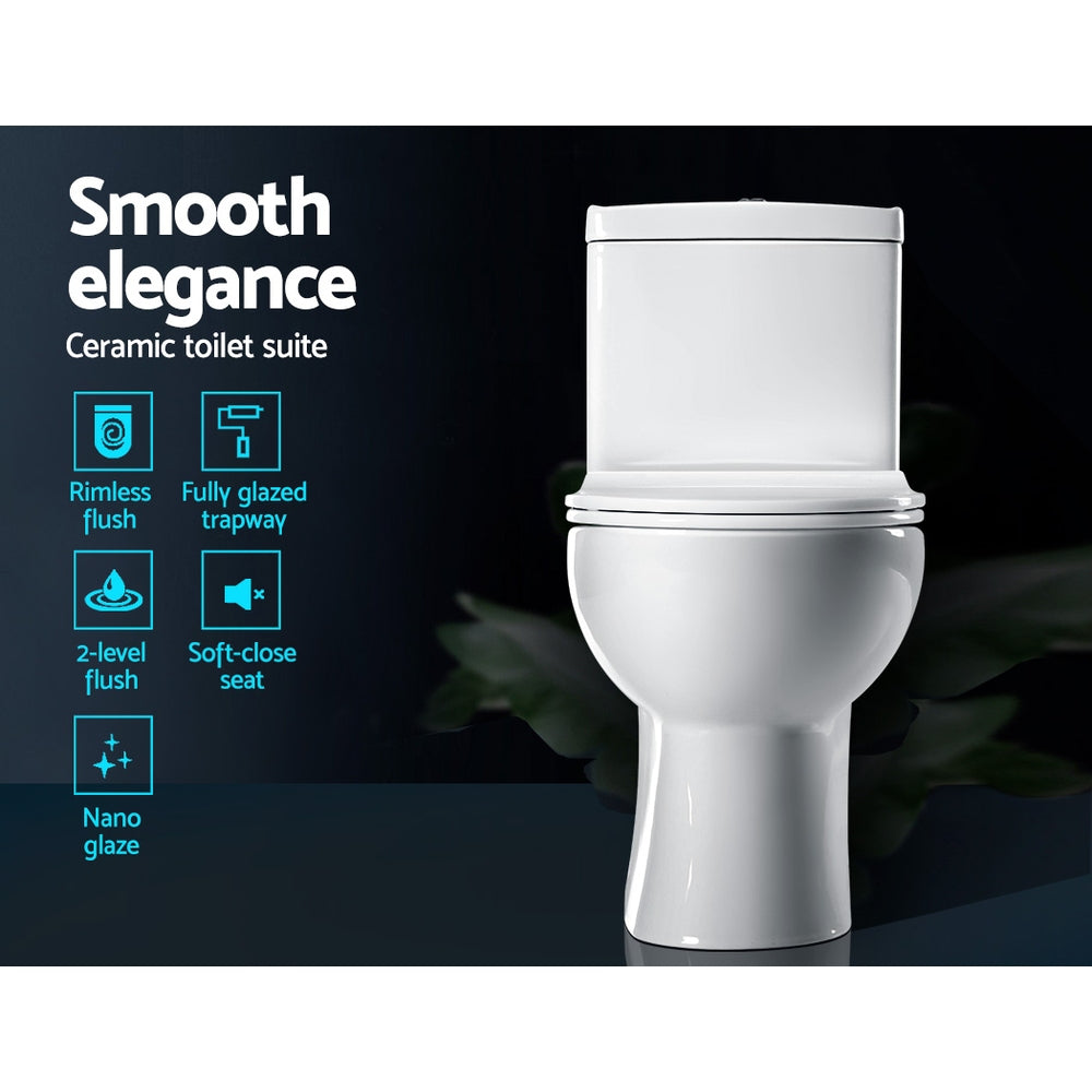 Cefito Back to Wall Toilet Suite Rimless Flush Soft Close P S Trap Ceramic WELS White
