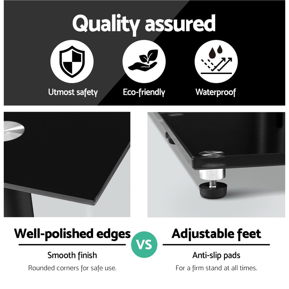 Artiss 2x Speaker Stand Tempered Glass Floor Stands Home Theatre 58cm Black