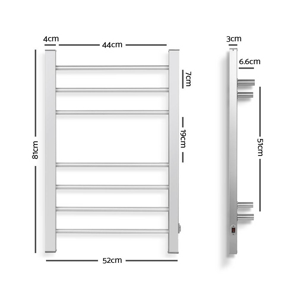 7 Rung Aluminum Electric Heated Towel Rail