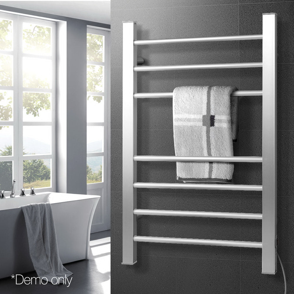 7 Rung Aluminum Electric Heated Towel Rail