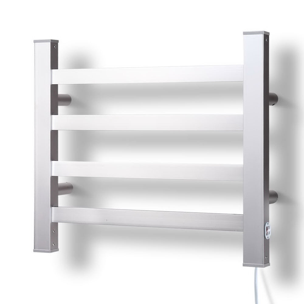 DEVANTI Electric Heated Ladder Towel Rails Bathroom Dryer Clothes Warmer 4 Racks Square Bars Rungs