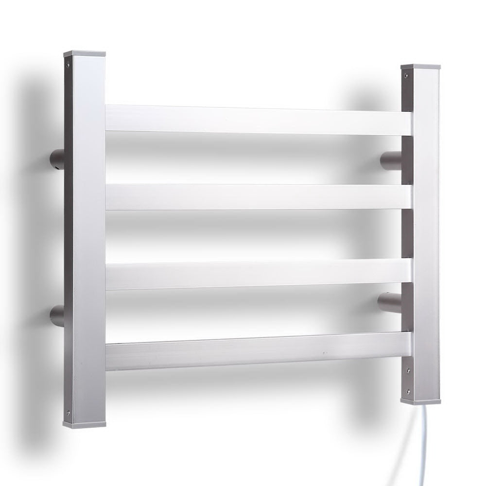 DEVANTI Electric Heated Ladder Towel Rails Bathroom Dryer Clothes Warmer 4 Racks Square Bars Rungs
