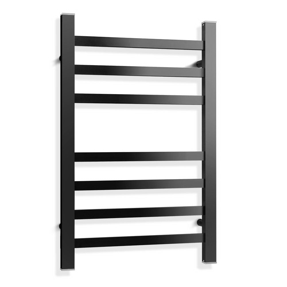 Heated Towel Rail Ladder Electric Warmer Heater 7 Bars Black