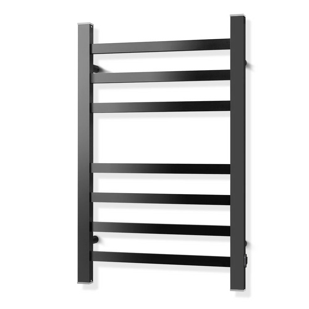 Heated Towel Rail Ladder Electric Warmer Heater 7 Bars Black