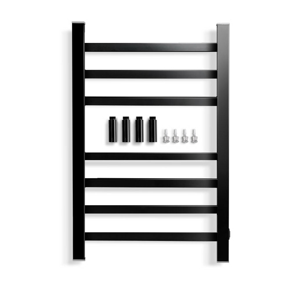 Heated Towel Rail Ladder Electric Warmer Heater 7 Bars Black