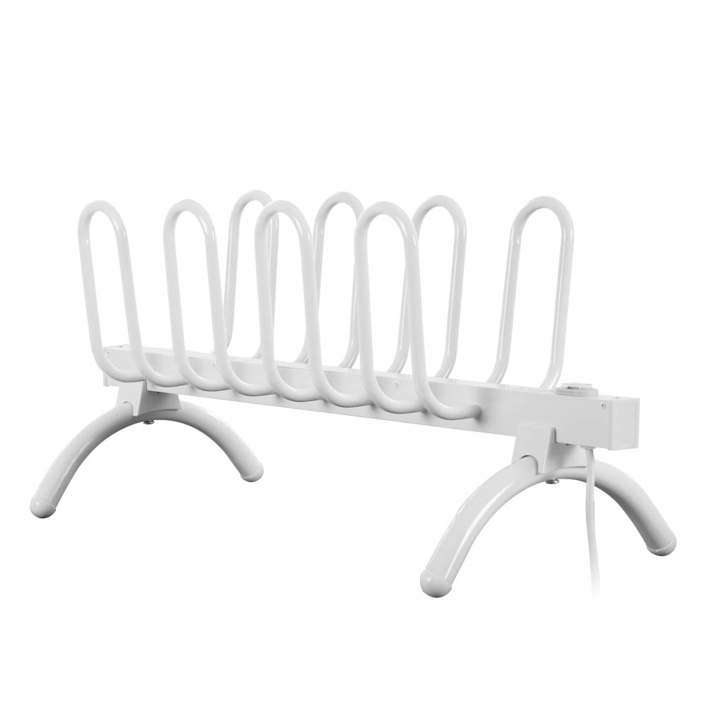 DEVANTI Freestanding Electric Heated Shoes Warmer Boots Dryer Bathroom Racks Rails Socks Sterilizer Heater 4 Pairs White