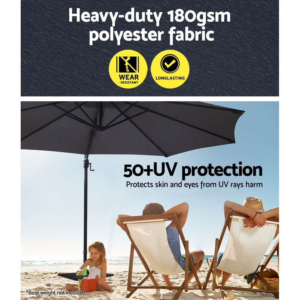 Instahut 3M Roma Outdoor Furniture Garden Umbrella 360 Degree Charcoal