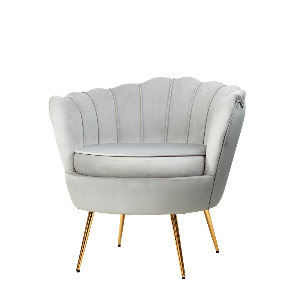 Artiss Armchair Lounge Chair Accent Armchairs Retro Single Sofa Velvet Grey