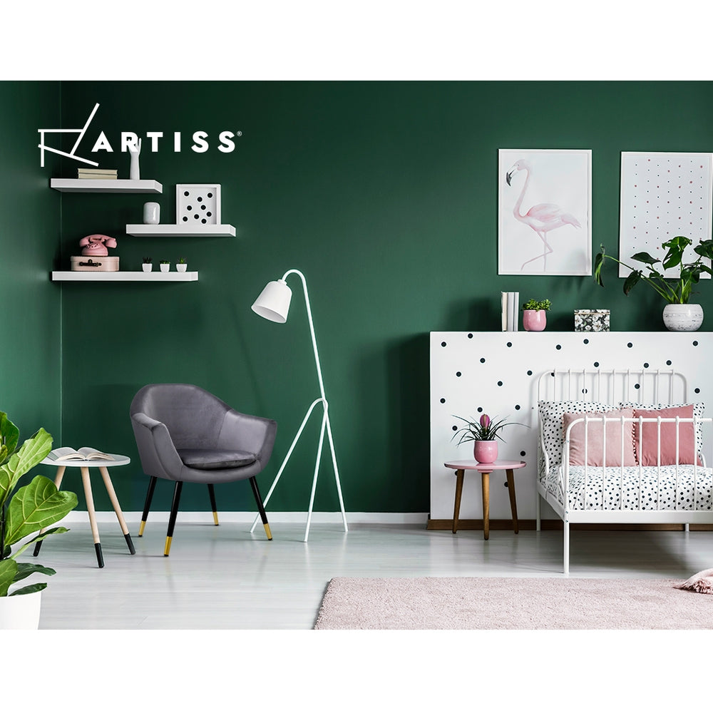 Artiss Armchair Accent Chair Retro Wooden Armchairs Single Sofa Velvet Seat Grey