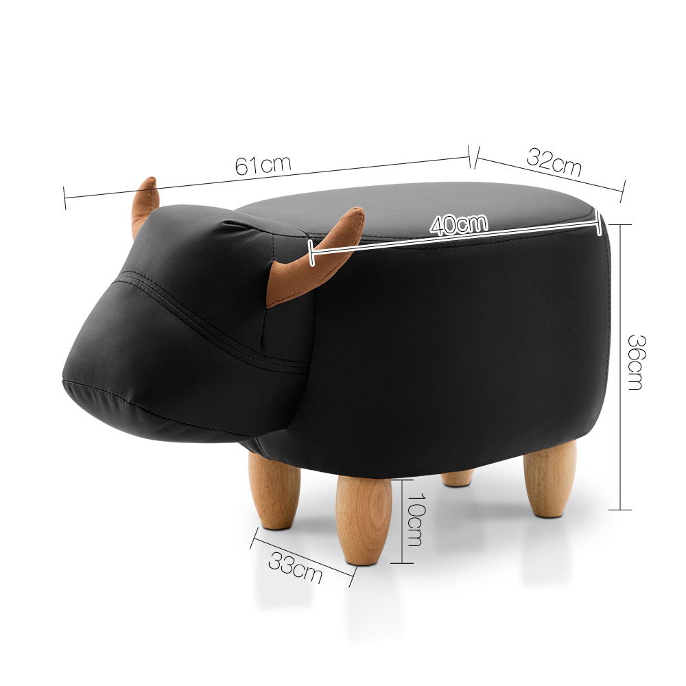 Artiss Kids Cow Animal Stool - Black