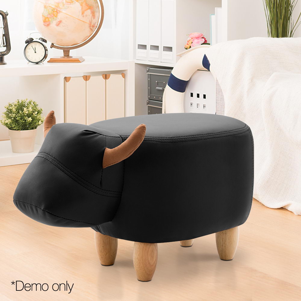 Artiss Kids Cow Animal Stool - Black